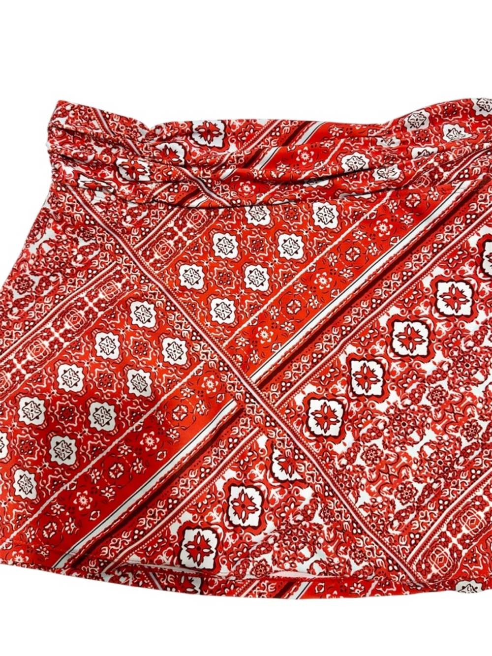 Red Ruched Bandana Print Tankini Top and Skort Swim Set - Size: Large - Picture 10 of 11